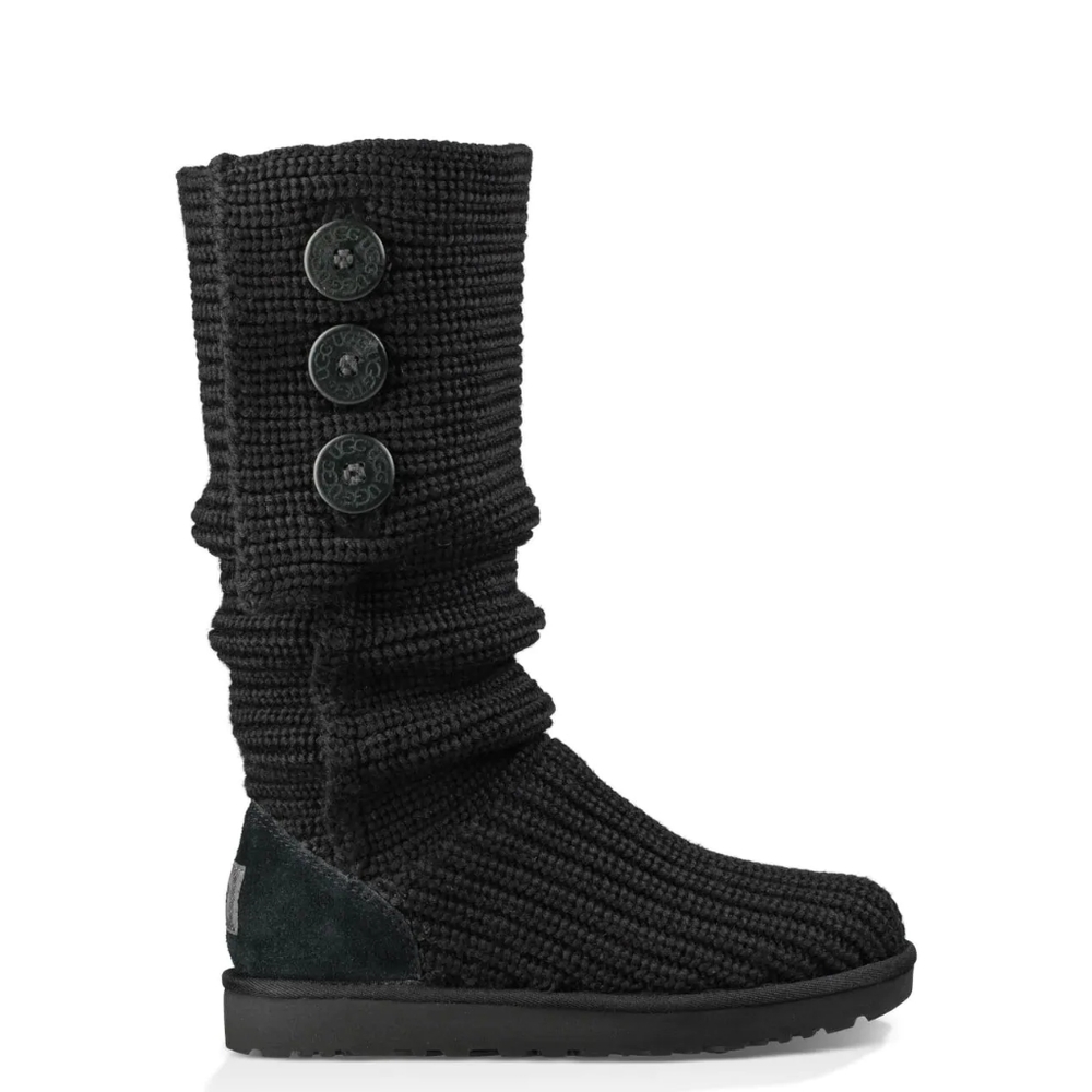 Black knit uggs with buttons